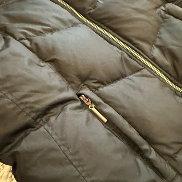 Black Puffer Jacket with Faux Fur Hood juniors size medium - Picture 3 of 4